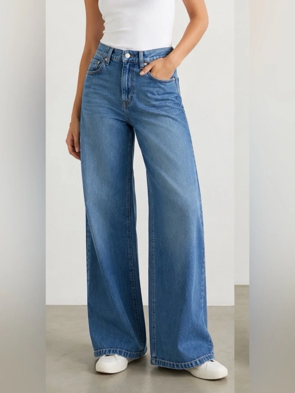 Gap High Rise Stride Wide Leg Jeans Womens 27P Light Indigo Low Stretch NWT